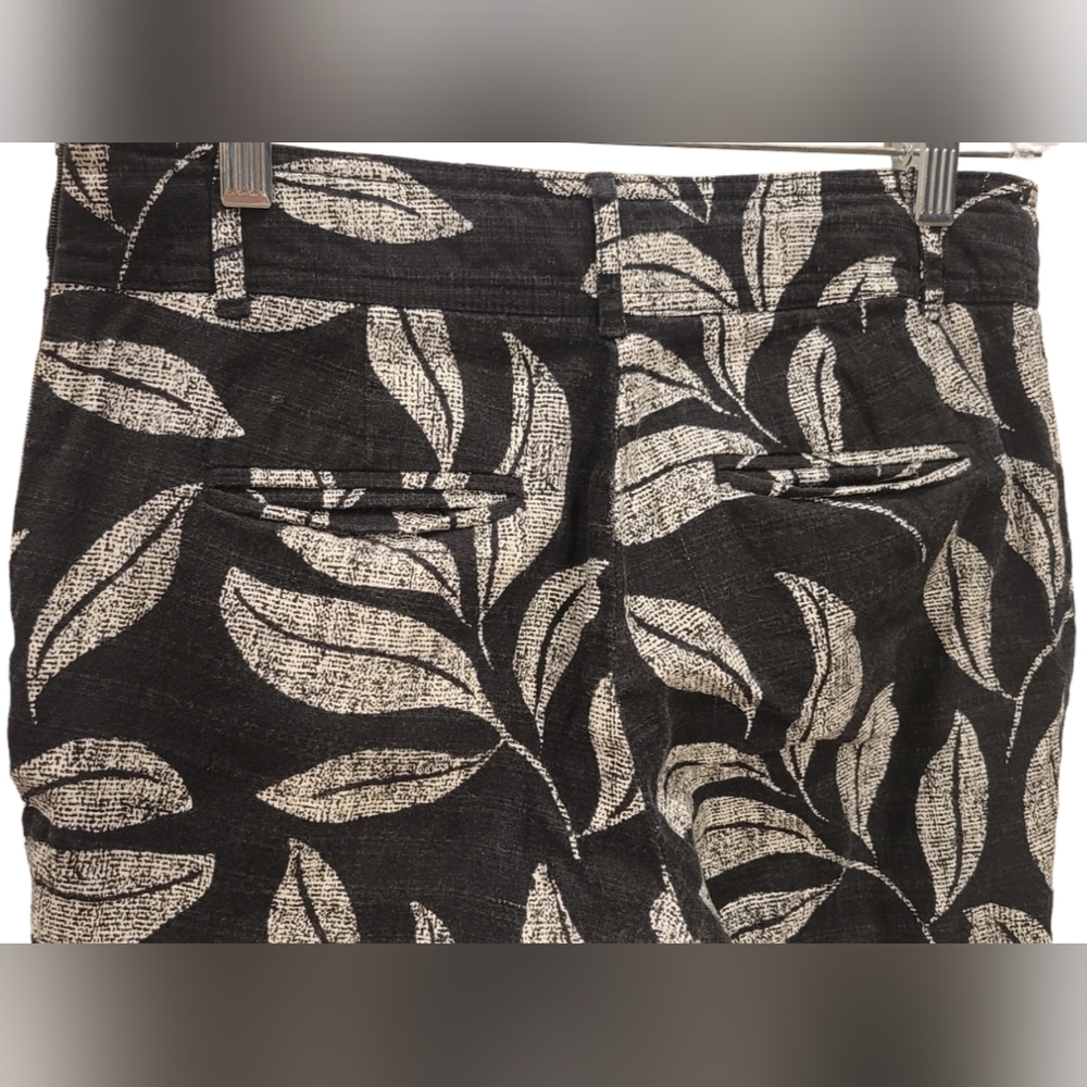 Anthropologie Cartonnier Charlie Trouser Women's Pants Size 2 Blk and White Leaf - Picture 7 of 8